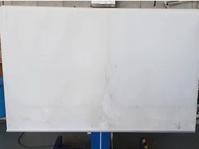 Wide roller blind before cleaning